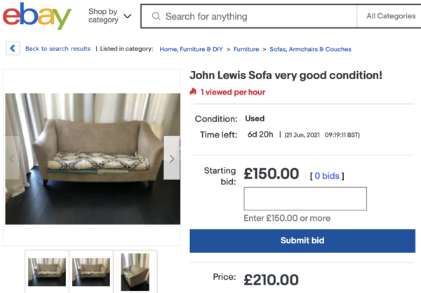 To be obsessed with listing for peoples old sofas