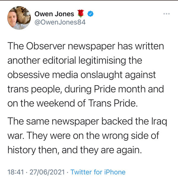 Gender identity as a protected belief - Observer article