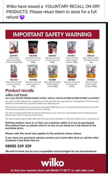 Warning - Cat food recall linked to 209 deaths - details here