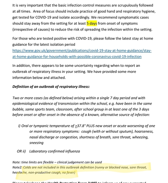 Nursery and PHE letter