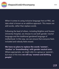 The positive birth company don't believe that pregnancy and birth should be woman centered.