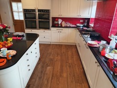 White or coloured tiles in new kitchen.