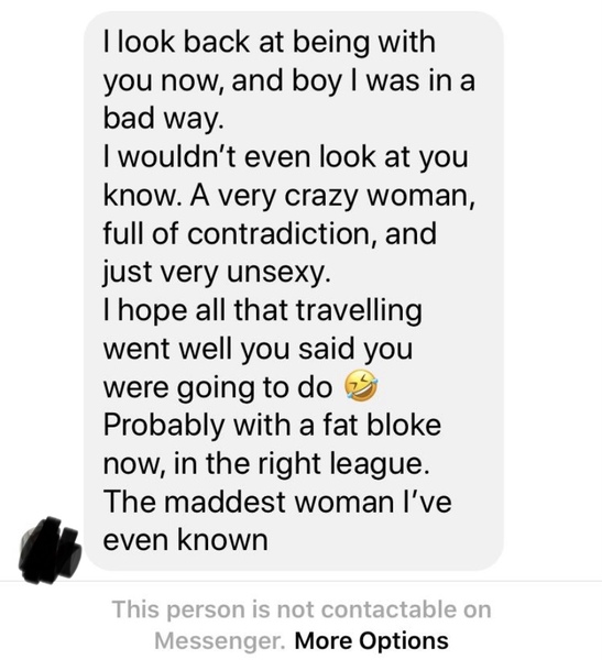If someone sent you this message and now his ex moved in round the corner what would you do about it
