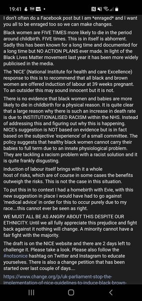To think the proposed NICE guidelines on induction are blatant racism?