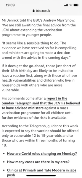 Teens will not be routinely vaccinated, JCVI recommends