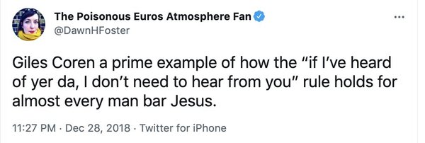 … to ask why Giles Coren hasn’t been cancelled yet?