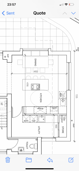 Kitchen/ dining area inc island - plan attached