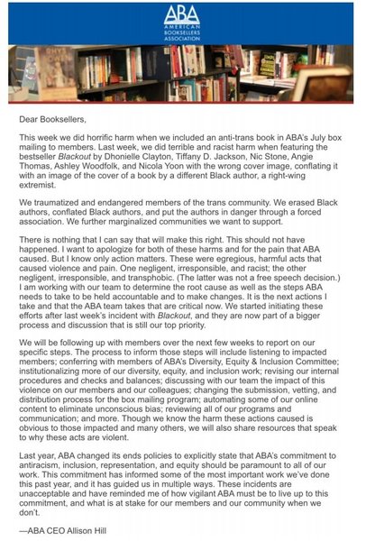 American Booksellers Association and Abigail Shrier