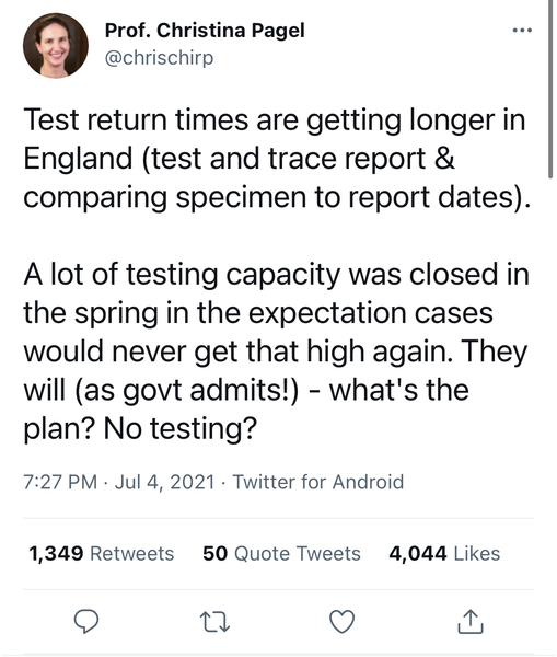 Testing capacity - this is not okay