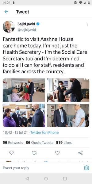 Sajid Javid has tested positive