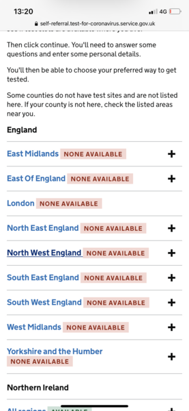 No PCR tests available in England?