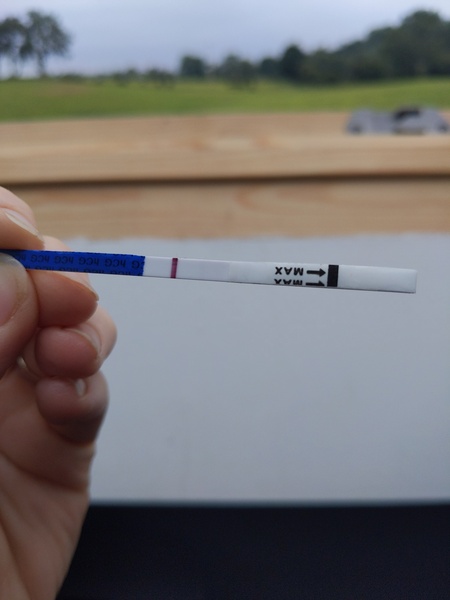 Faint positive after 2 day period came a week early.