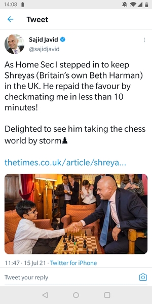 Sajid Javid has tested positive