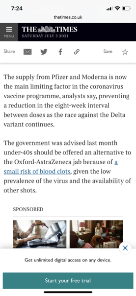 Second vaccine - optimum gap?