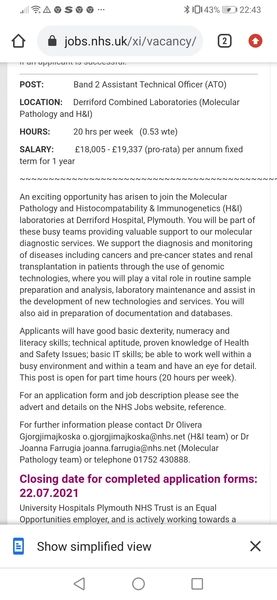 Is anyone a medical lab assistant for the NHS?