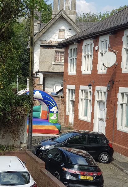 Bouncy castle in the street