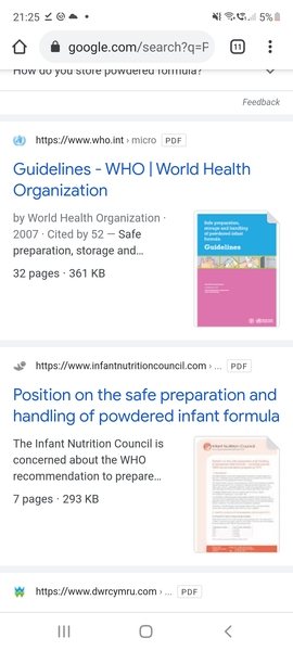 Infant Nutrition Council raising concerns about WHO's recommendations to prepare a formula feed for a baby from powdered formula