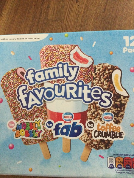 Well I'm not sure this is right with regard to ice lollies...