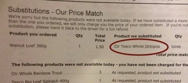Supermarket delivery substitutions