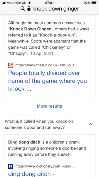 ...to tell a child to stop playing knock down ginger