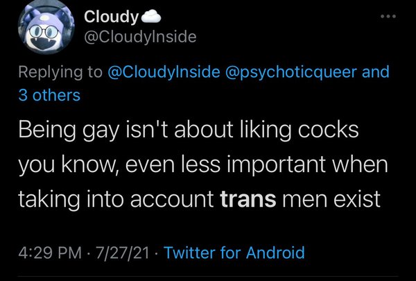 Evidence of TRA /Gender Idealogue Homophobia