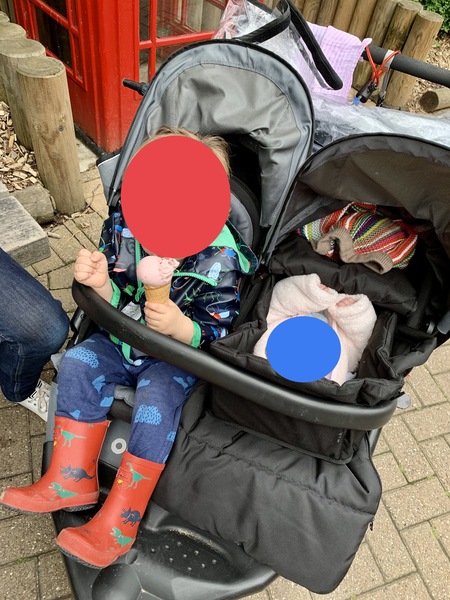 Does a pram exist that can accommodate non-mobile heavy 3 year old and newborn?