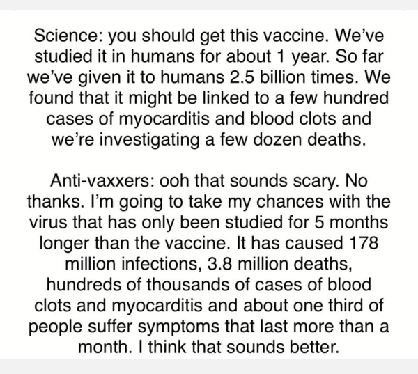 Is anyone NOT getting the vaccine?