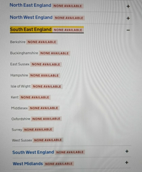 No PCR tests available in England?