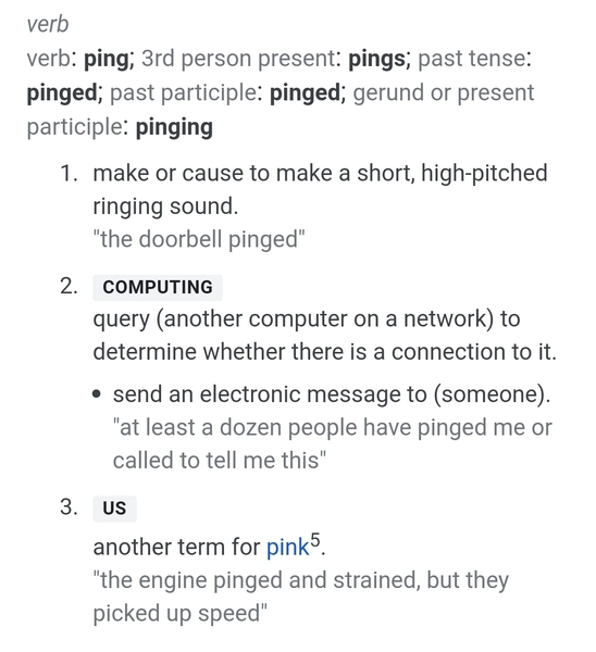 I’m fed up with the word ping.