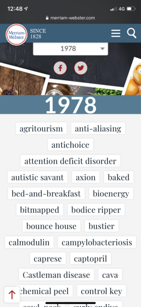 What words first appeared in print in the year you were born?