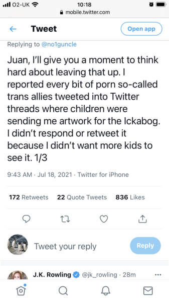 JKR has tweeted. Supporting Milli Hill.