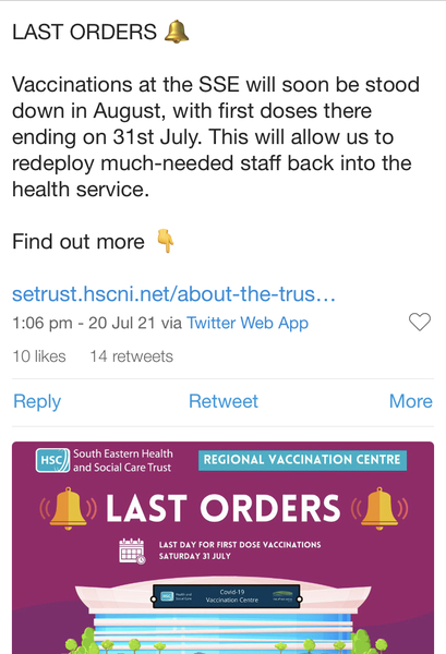 First Doses should stop end of August.