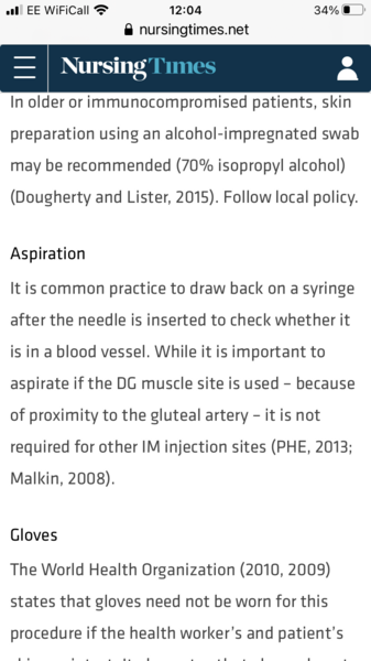 Did you request the vaccinator to aspirate?