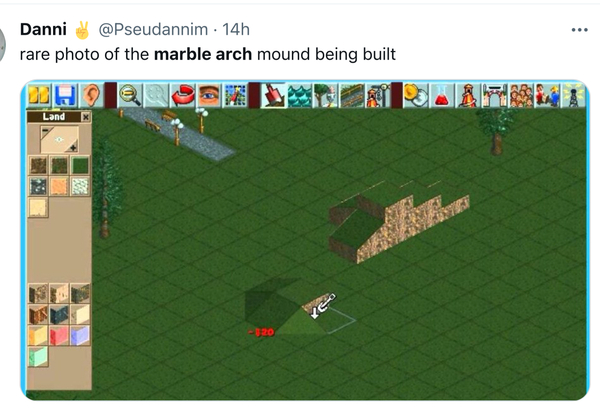 To be amused by how absurdly shite the marble arch mound is