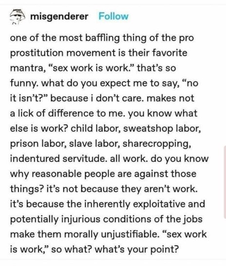 What is wrong with the term 'Sex workers'?