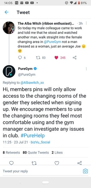 PureGym allows men in women’s changing rooms