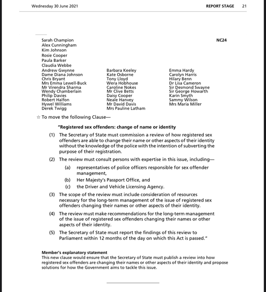 Amendment to police & crime bill
