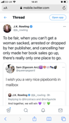 JKR has tweeted. Supporting Milli Hill.