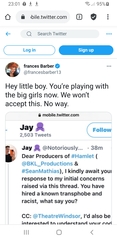 Frances Barber Under Attack From TRAs
