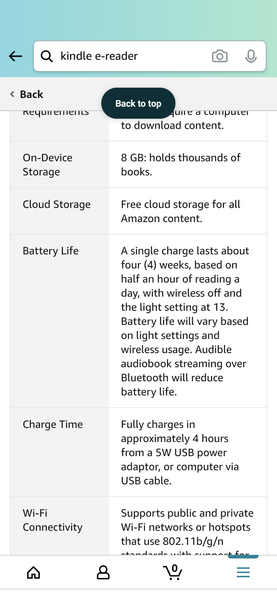 Entry level Kindle battery life