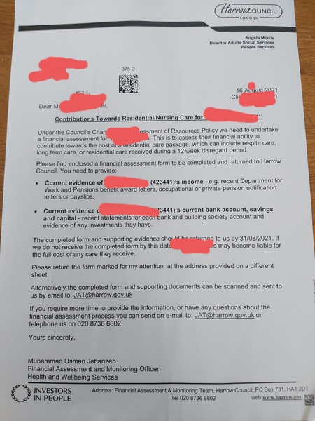Discharged from hospital to a carehome