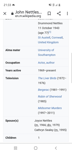 To think John Nettles ...
