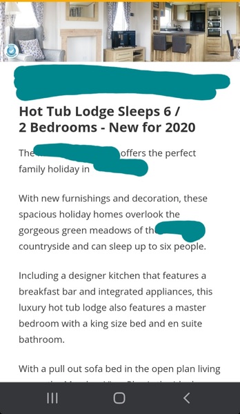 AIBU that our holiday lodge isn't what we booked?