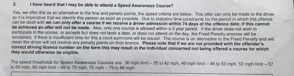 oh no, just received letter re speeding