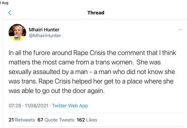 AIBU to be asked to reframe my trauma by the trans CEO of Scottish Rape Crisis?