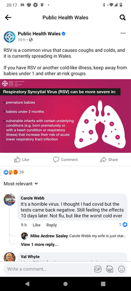 RSV a viirus around warning for under twos