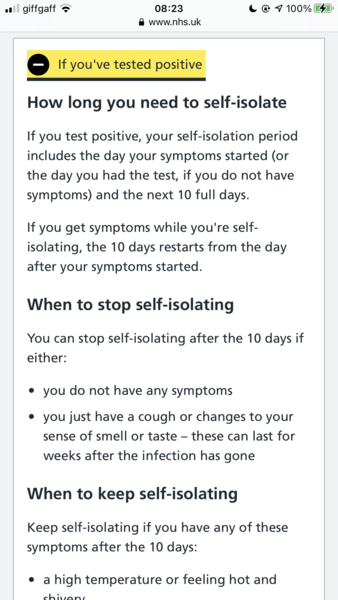 If symptoms start 6 days after test?