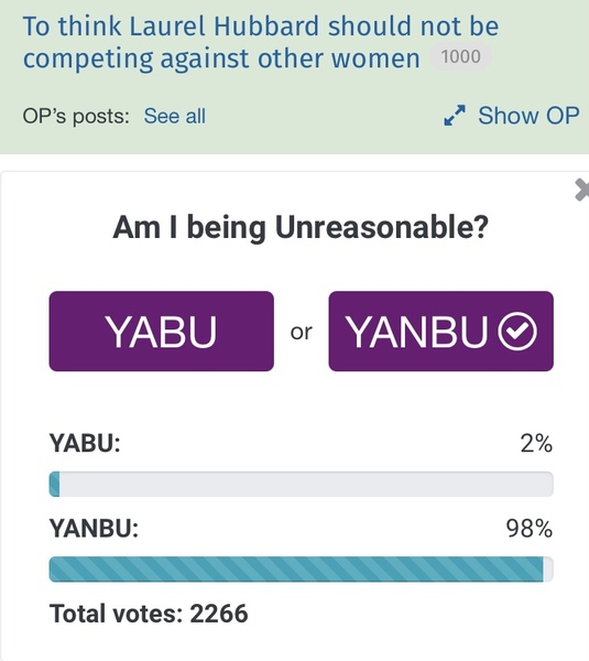 Just sharing a screenshot of this AIBU poll