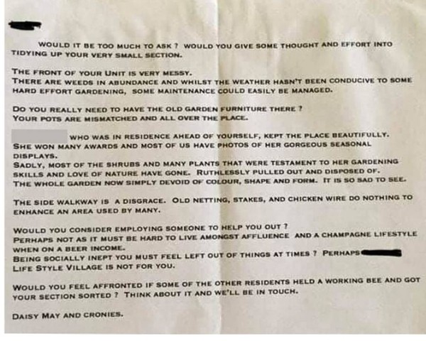 ...to share this bitchy anonymous note?