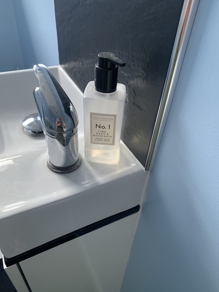 soap options for small cloakroom sink - not wall mounted